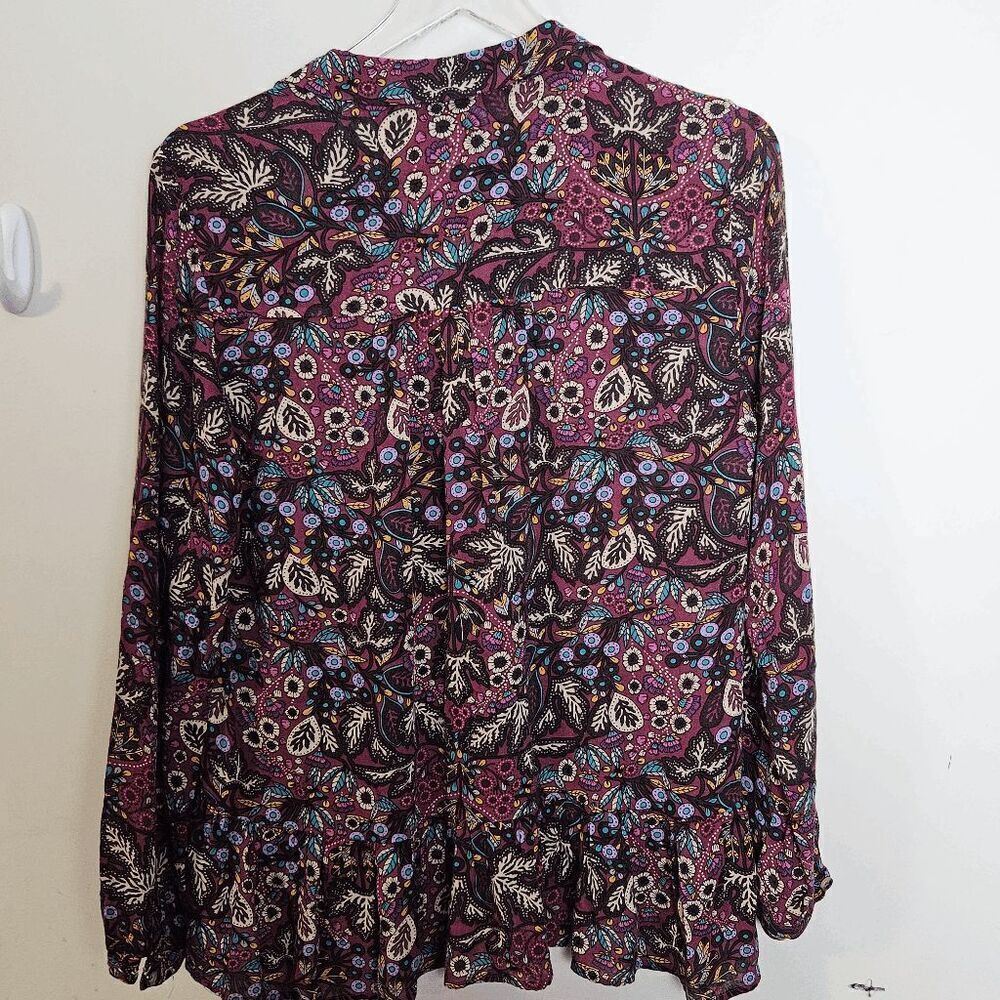 Maeve Anthropologie Floral Ruffle Hem Paisley Peasant Blouse Women's Muticolor S - Picture 4 of 6